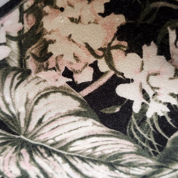 Tropical floral romper with tassles pink flower palm fronds and ferns - Picture 7 of 15